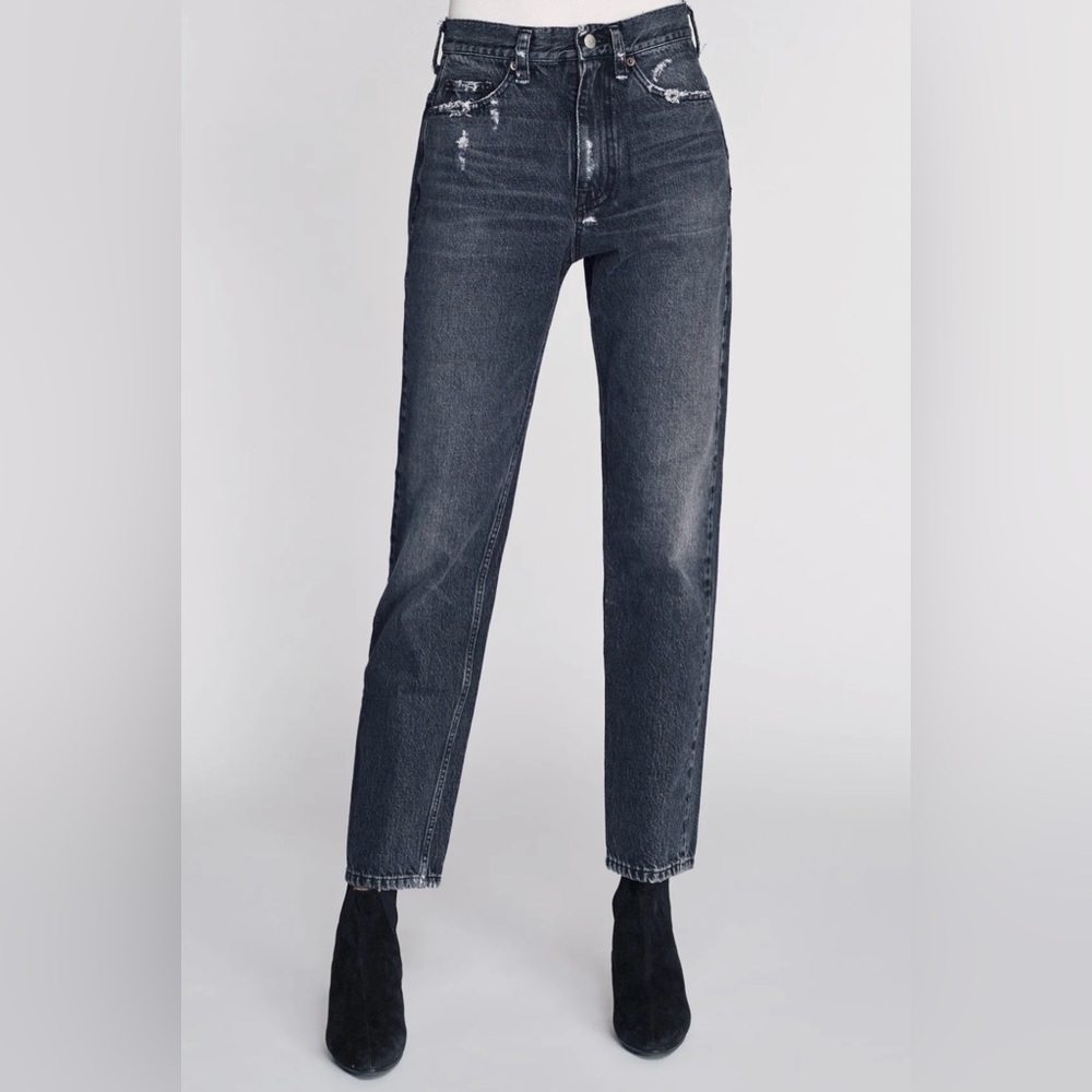 Marissa Webb Grant Straight Leg Jean Size 25 Black Stonewashed and Cinched back